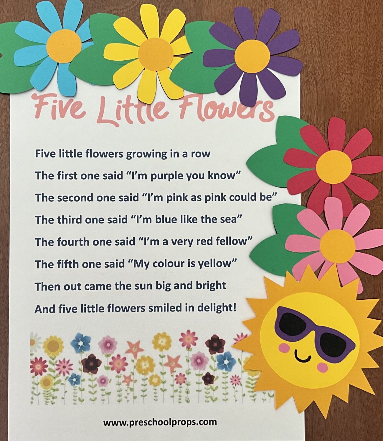 Five Little Flowers Felt Flannel Board Puppet Set For Literacy And Speech Therapy