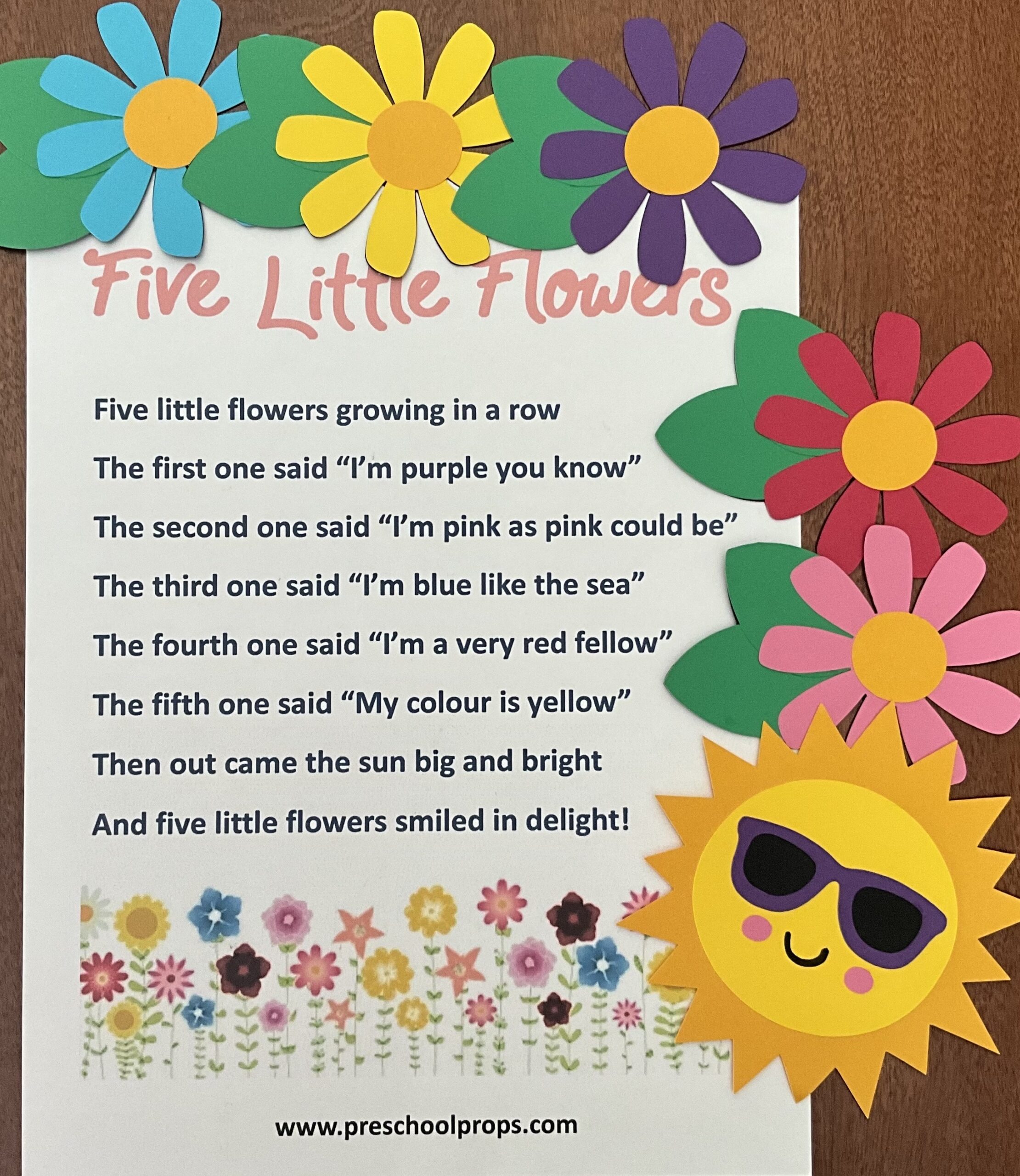 Five Little Flowers Felt Flannel Board Puppet Set For Literacy And Speech Therapy