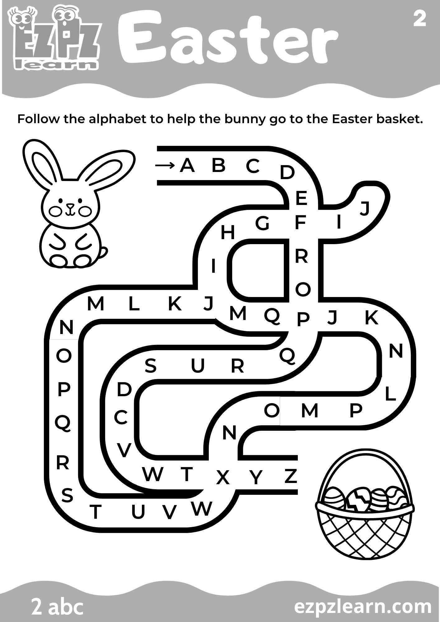 Follow The Alphabet Easter Holiday Maze Ezpzlearn Follow The Alphabet Easter Holiday Maze Ezpzlearn
