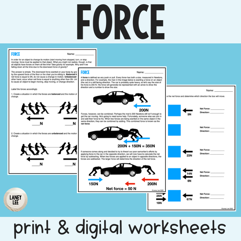 Force Reading Comprehension Worksheets With Answer Key Laney Lee