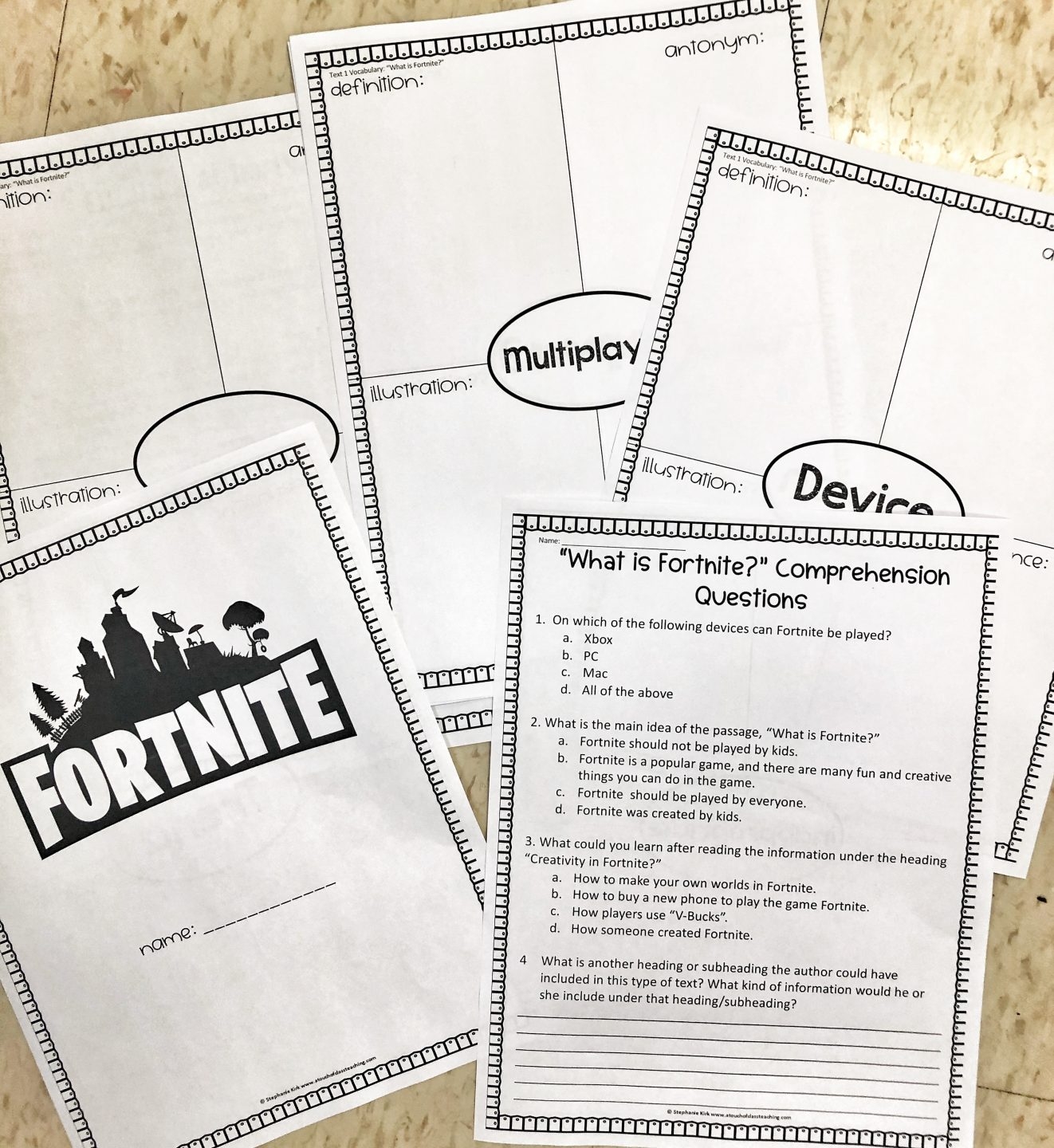 Free Printable Fortnite Worksheets Pdf