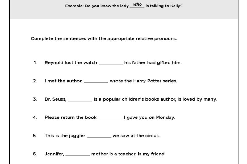 Free Printable 4th Grade English Worksheets
