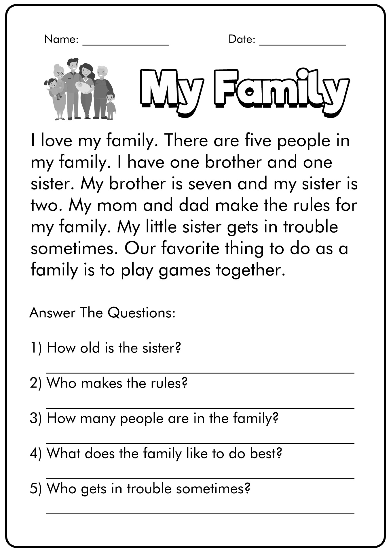 Free Printable Grade 1 Reading Worksheets