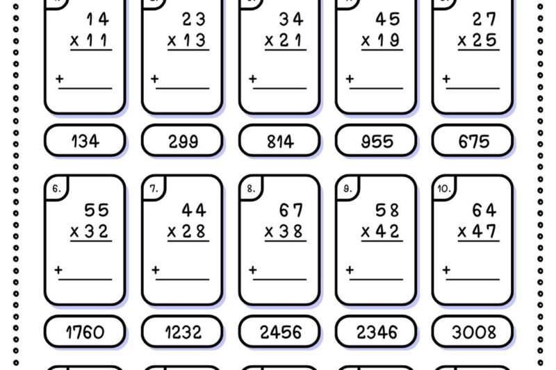 Free Printable 2 Digit Multiplication Worksheets