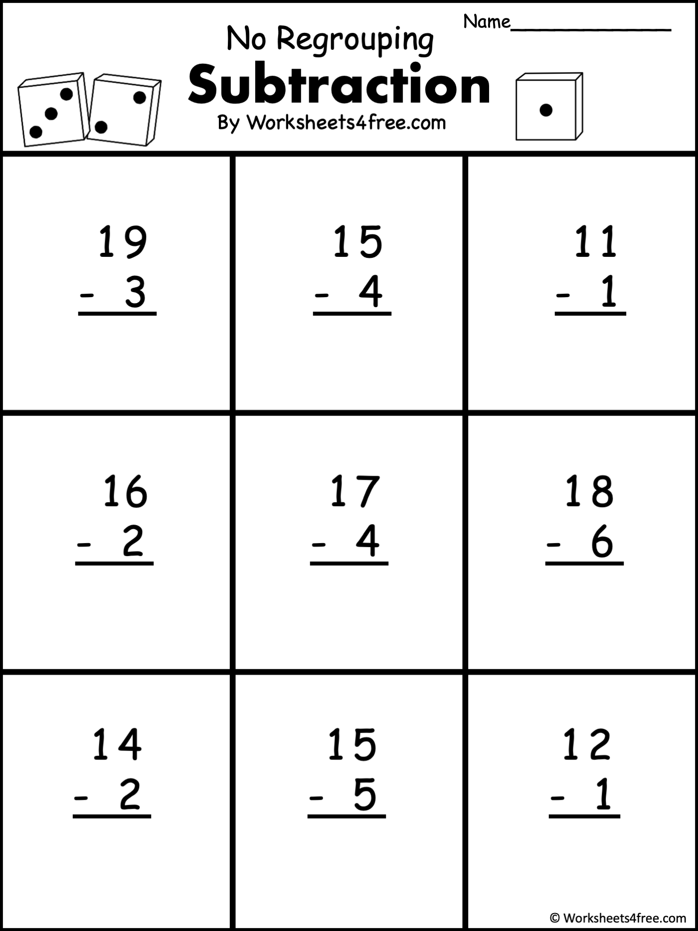 Free 2 Digit Subtraction Worksheet No Regrouping Worksheets4Free