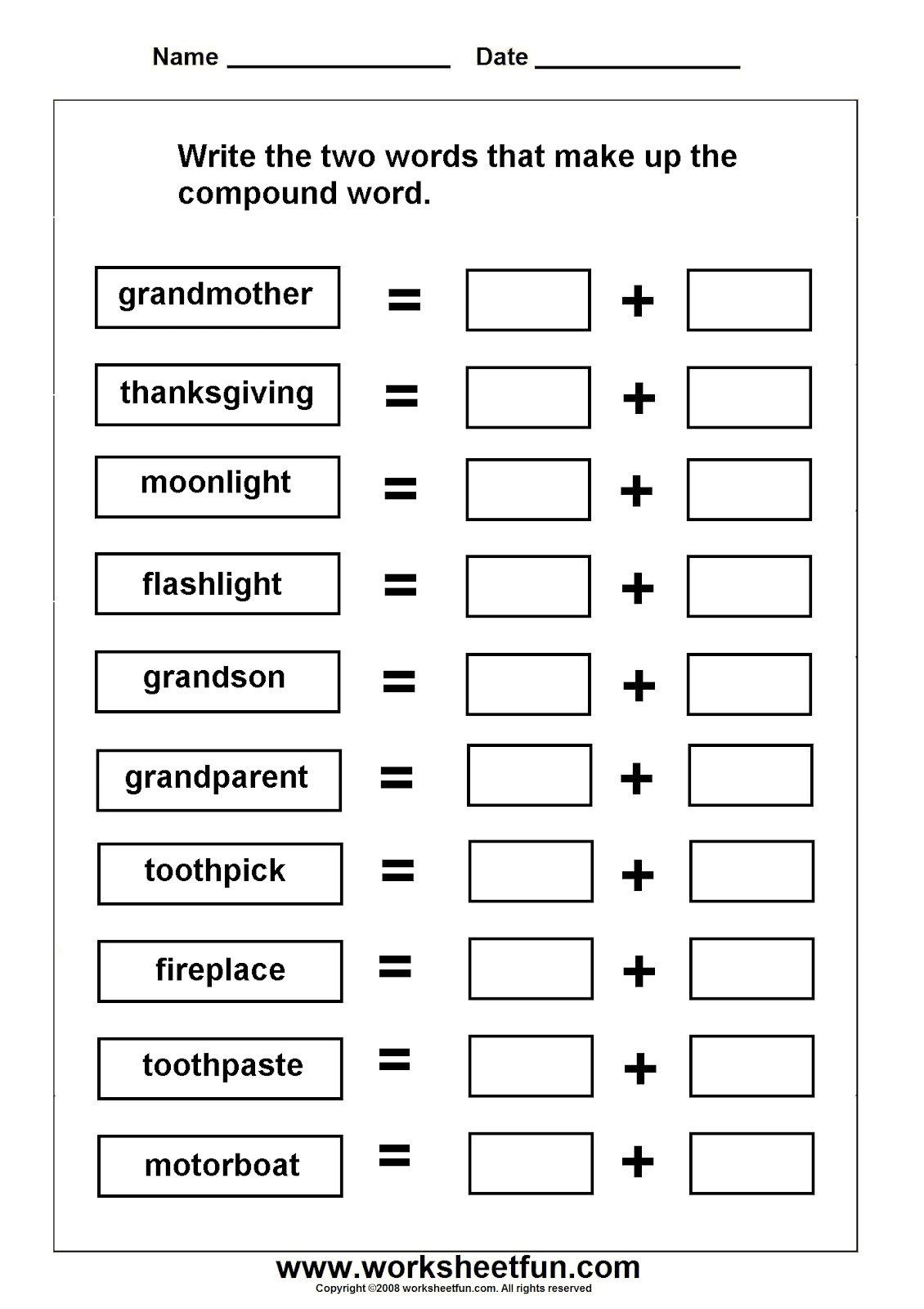 Free 2nd Grade Compound Words Worksheets Compound Words 