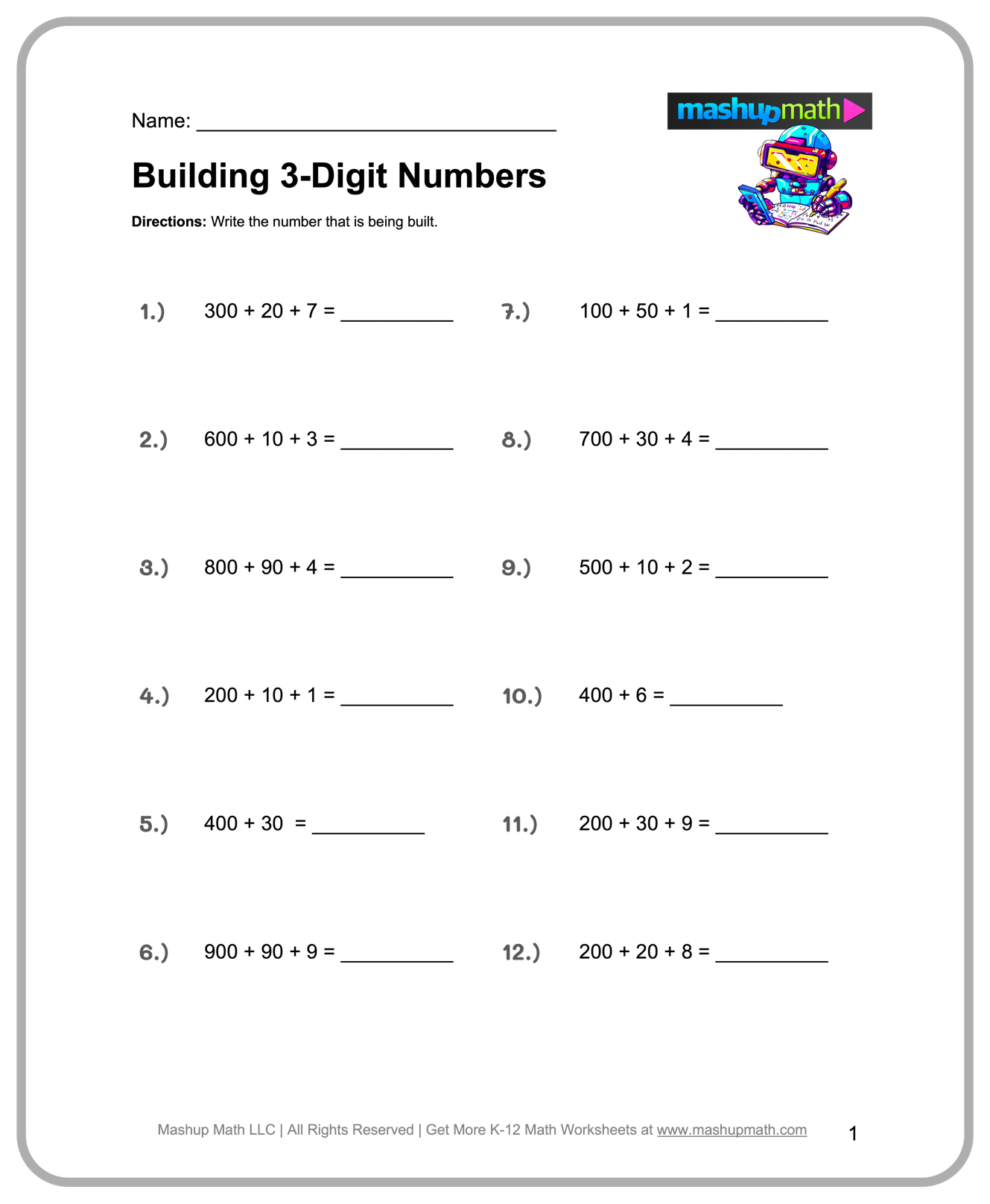 Math Free Printable Worksheets 3rd Grade