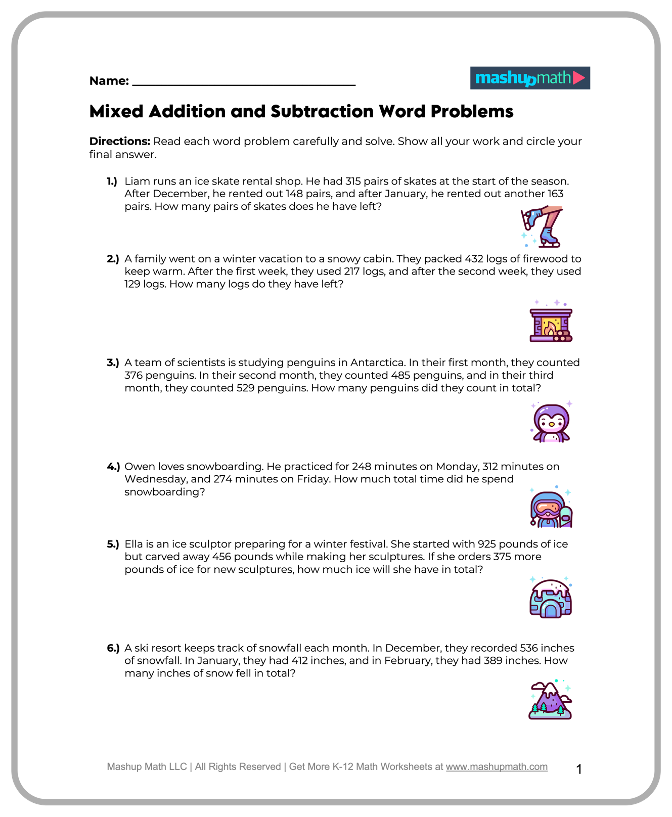 Free 4th Grade Math Worksheets Printable Mashup Math