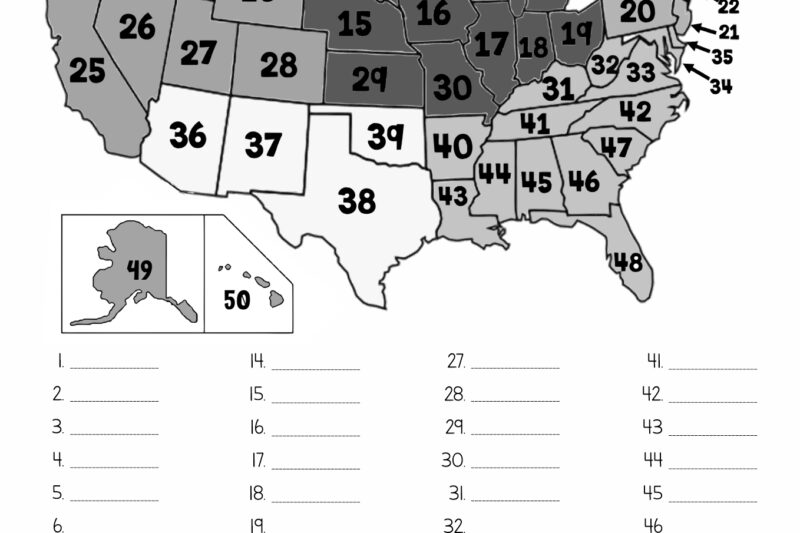 Free Printable 50 States Worksheets Pdf