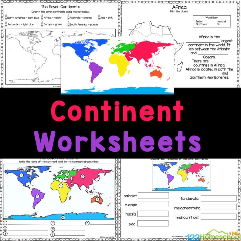 FREE 7 Continents And Oceans Worksheet