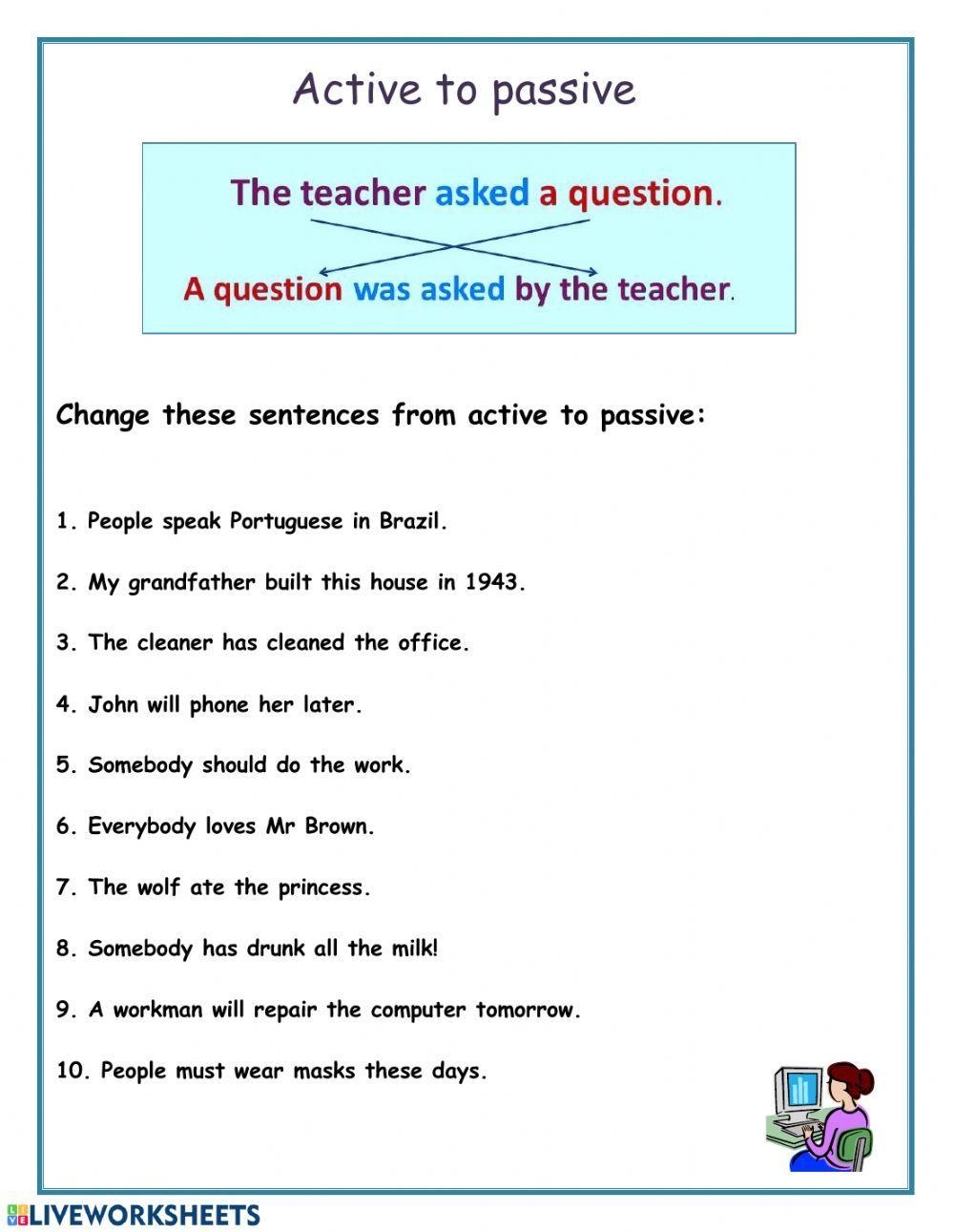 Free Active And Passive Worksheet Download Free Active And Passive Worksheet Png Images Free Worksheets On Clipart Library