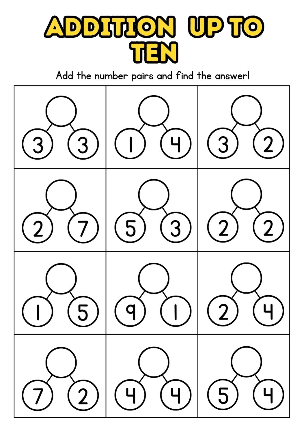 Free Printable Addition To 10 Worksheets