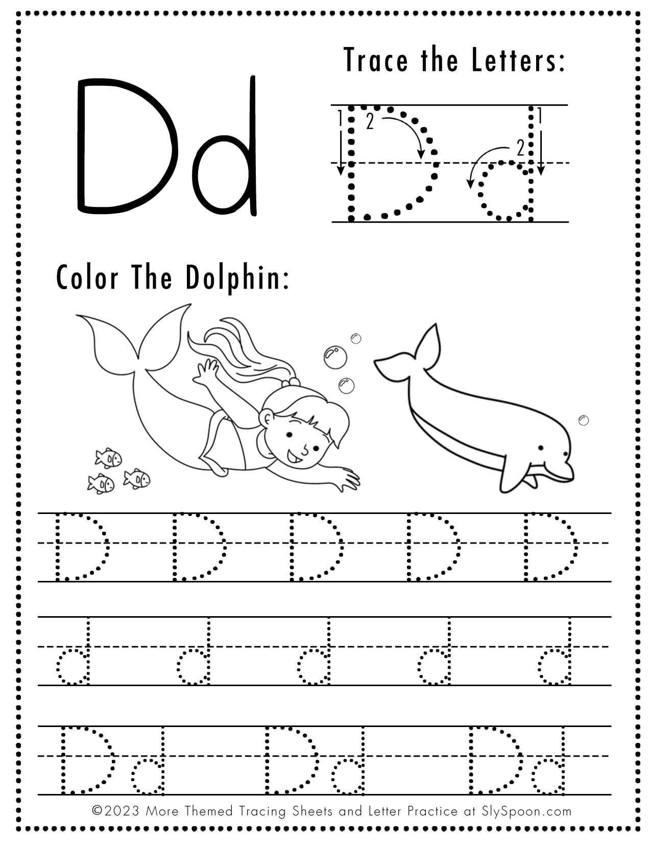 Free Alphabet Do A Dot Printables Worksheets Letter D Mermaid 