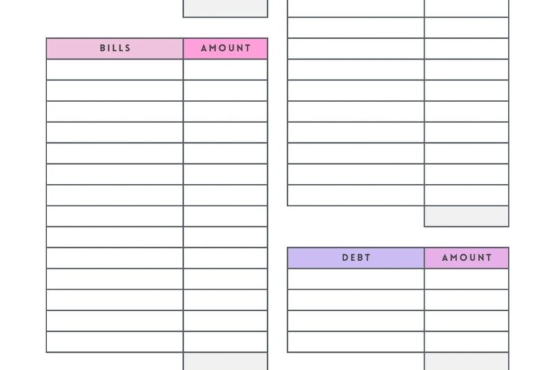 Free Printable Personal Budget Worksheet