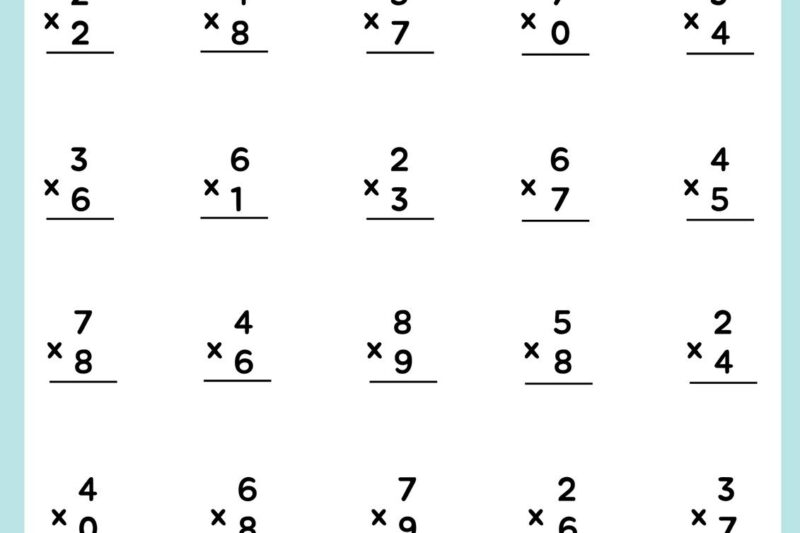 Free Multiplicaion Printable Worksheets