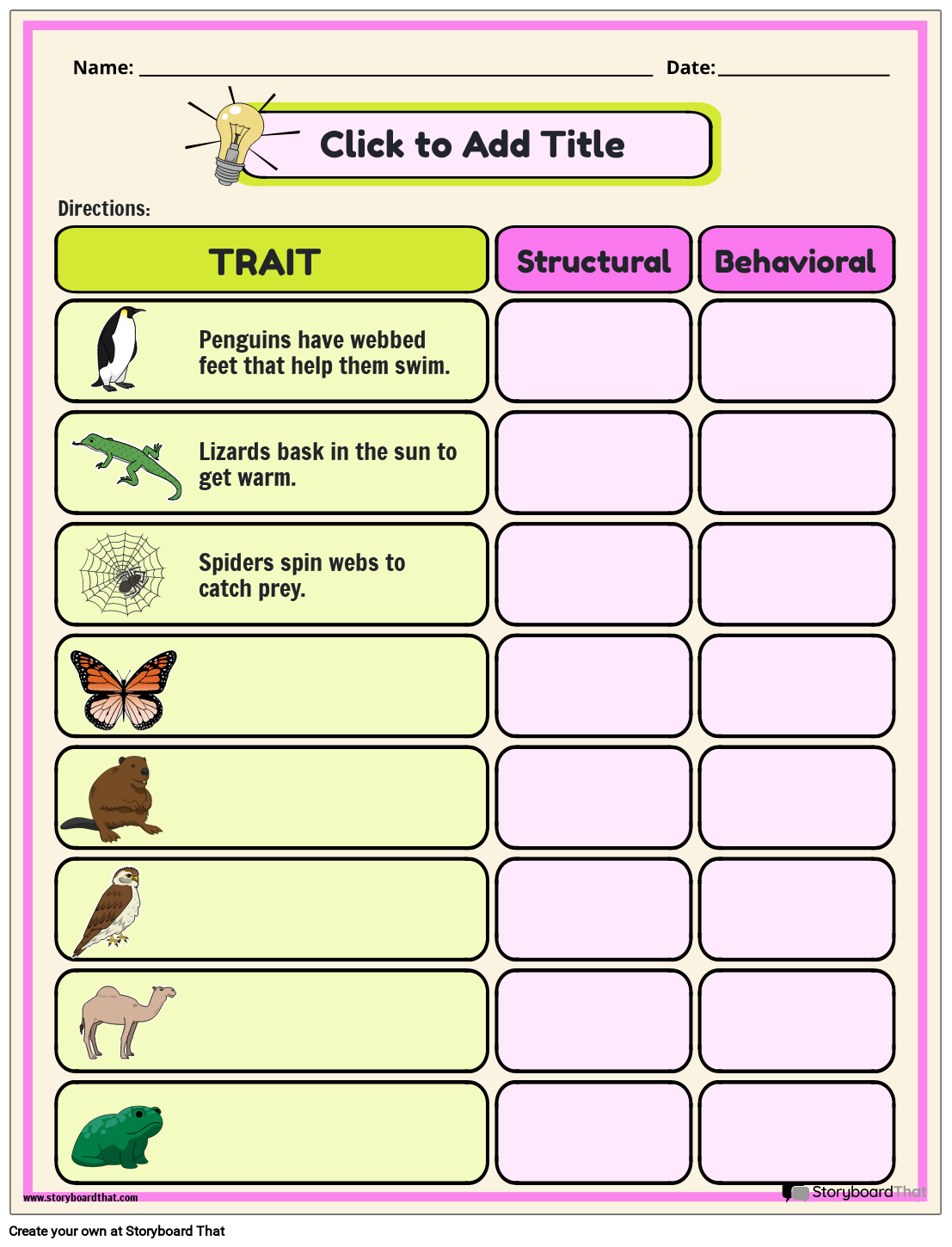 Free Animal Adaptations Worksheets Customize And Print