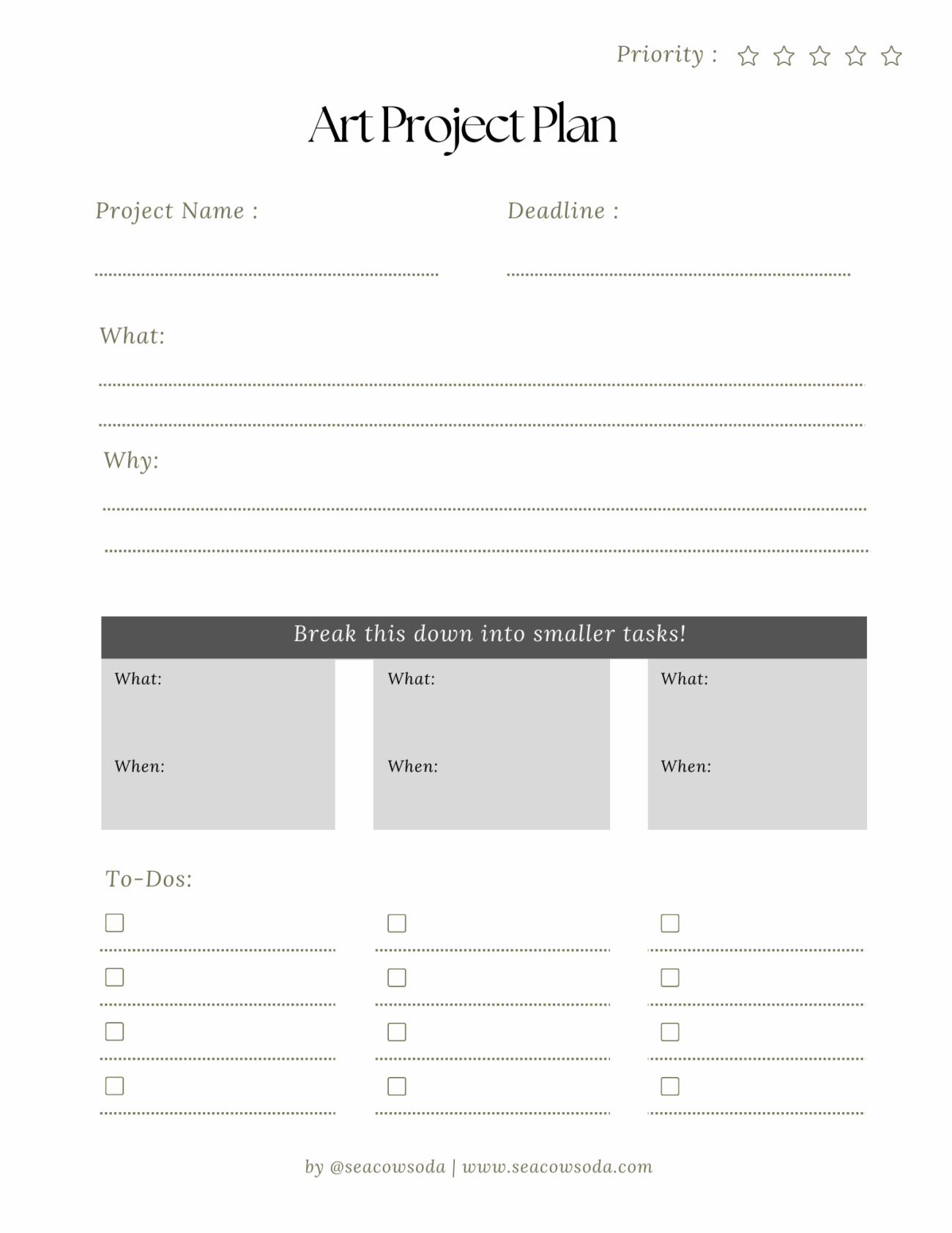 Free Art Project Planner Printable Lindsay Lauters Miller s Ko