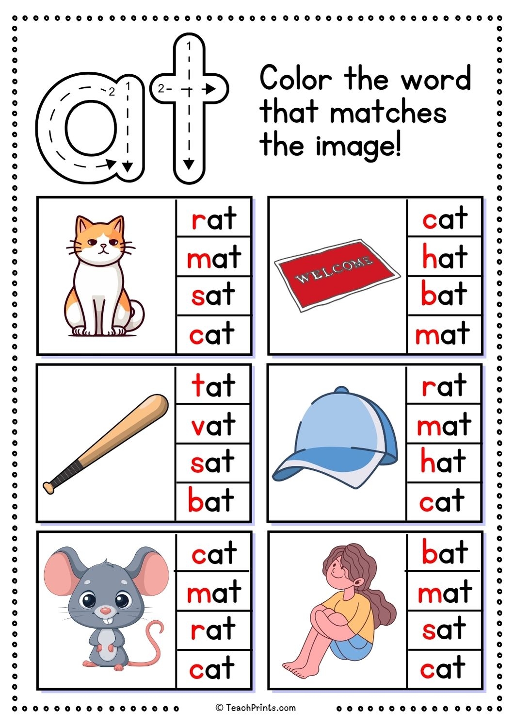 Free at Word Family Worksheets Teach Prints