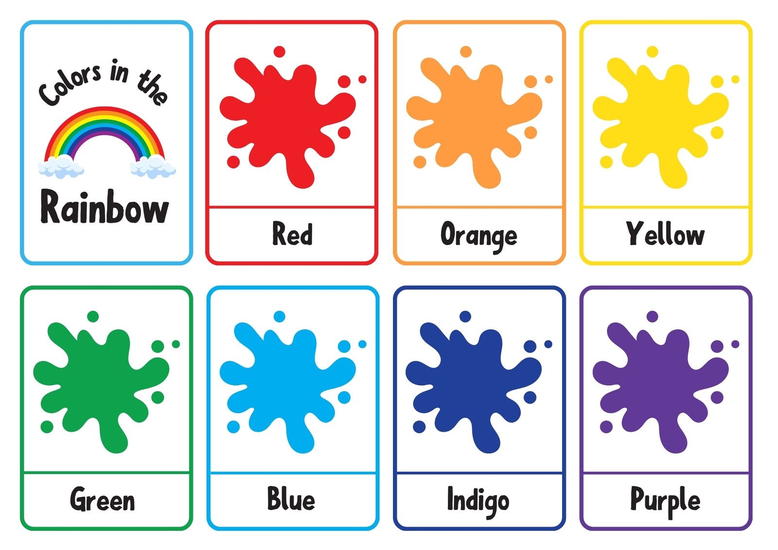 Preschool Color Flash Cards Printable
