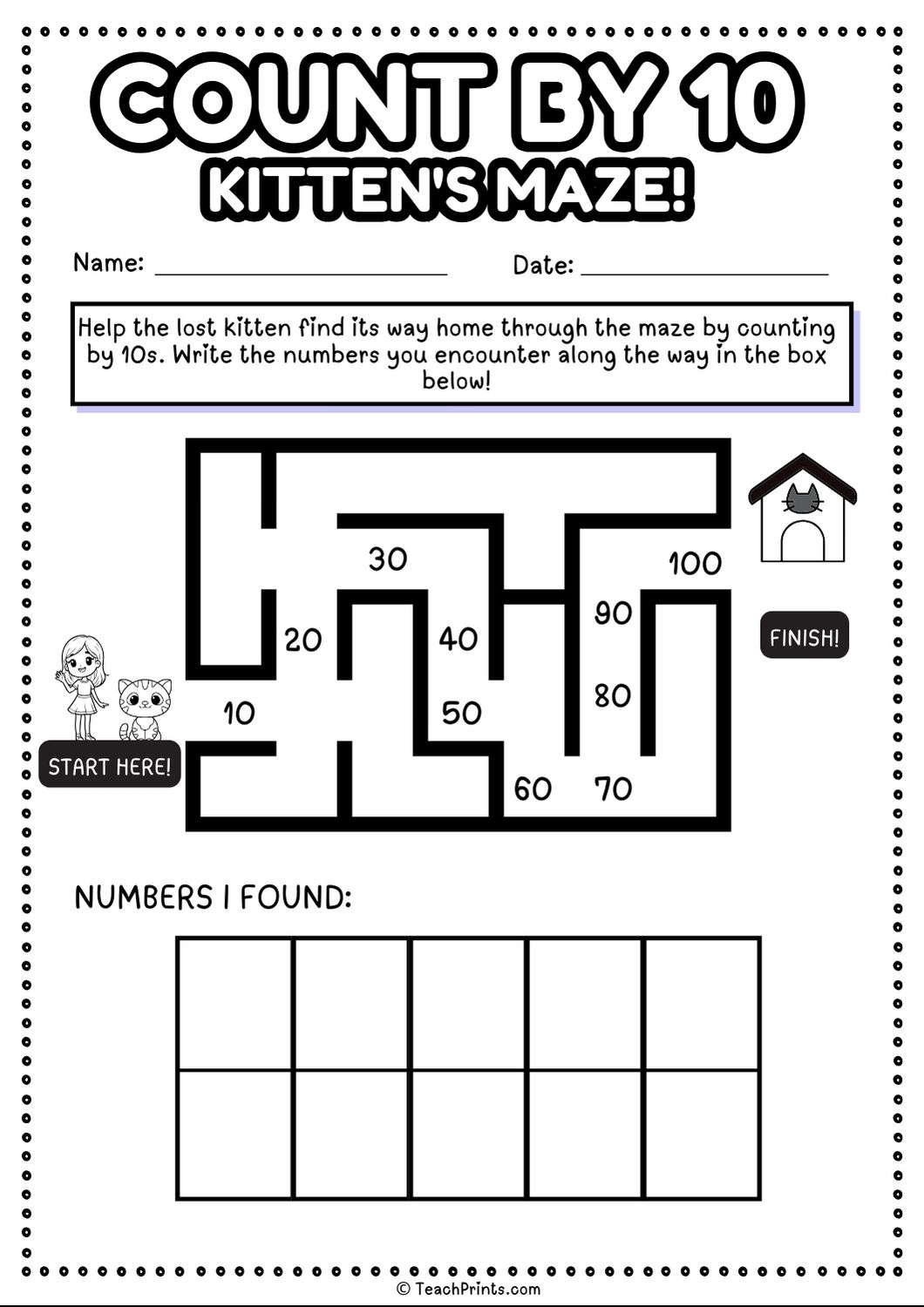 Free Count By 10s Worksheets Teach Prints