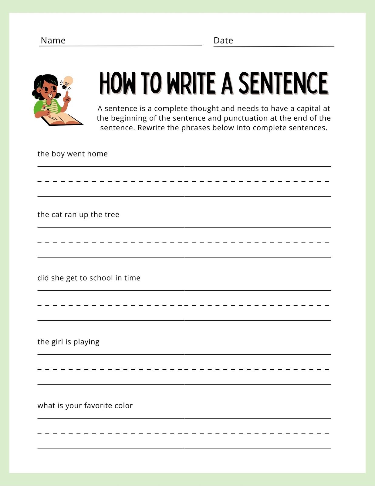 Free Custom 1st Grade Writing Worksheet Templates Canva