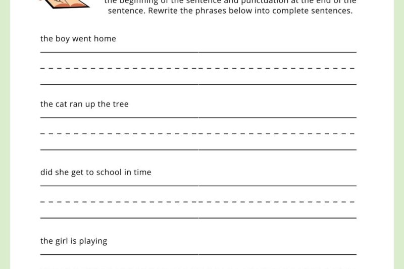 Free Printable First Grade Sentence Worksheets