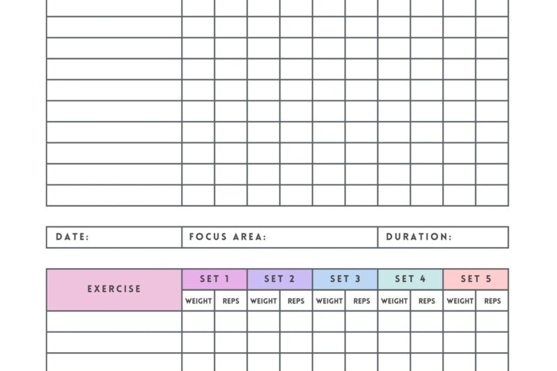 Free Printable Fitness Worksheets