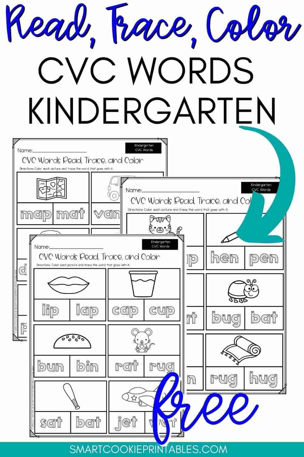 Free CVC Words Worksheets For Kindergarten Smart Cookie Printables