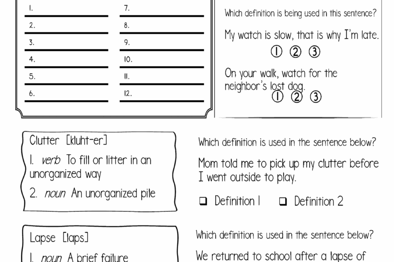 Free Printable Dictionary Skills Worksheet
