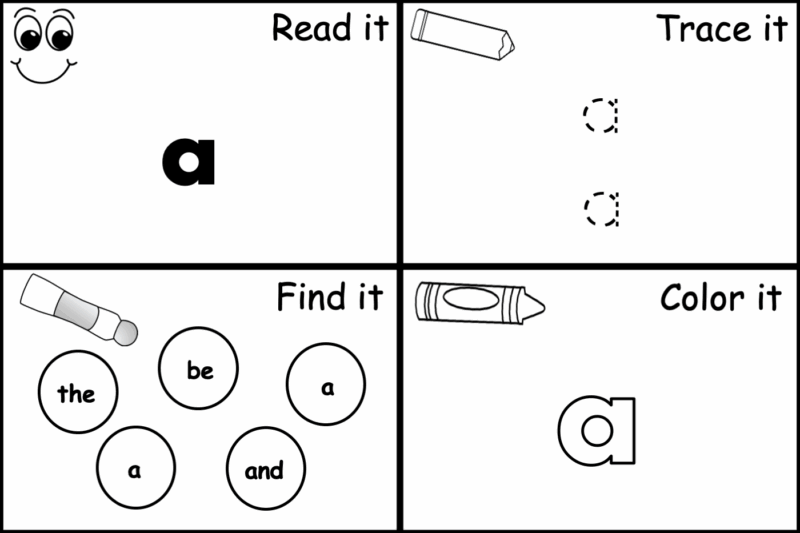 Sight Word A Worksheet For Kindergarten