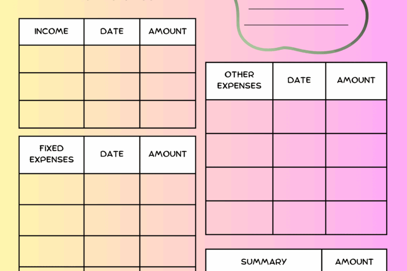 Monthly Budget Worksheet Printable Free