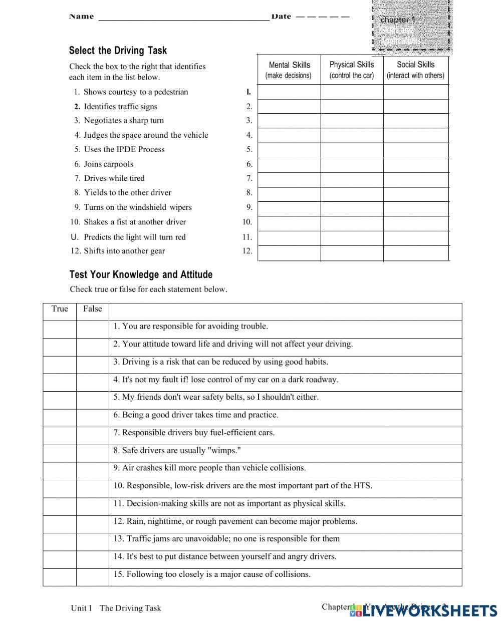 Free Printable Drivers Education Worksheets Free Printable Drivers Education Worksheets