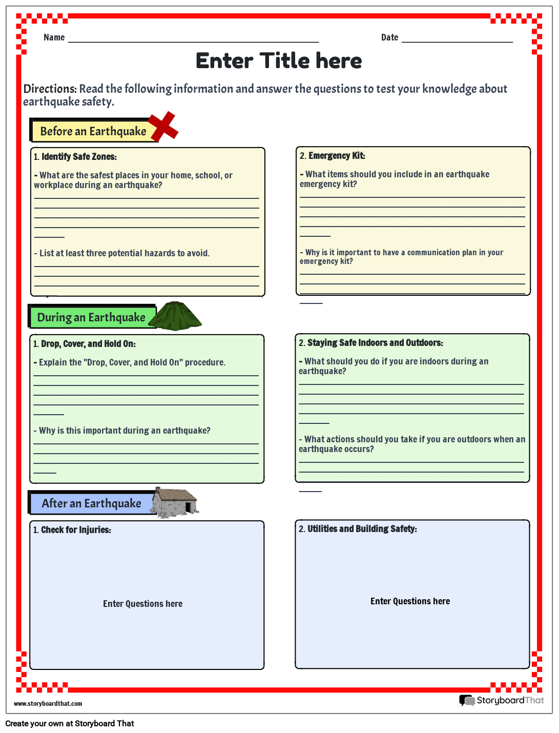Free Earthquake Worksheets Editable Templates