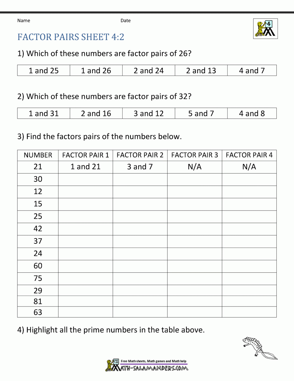 Free Factor Pairs Worksheet Download Free Factor Pairs Worksheet Png Images Free Worksheets On Clipart Library