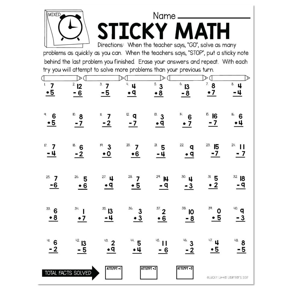 Free Fast Math Facts Worksheet Download Free Fast Math Facts 