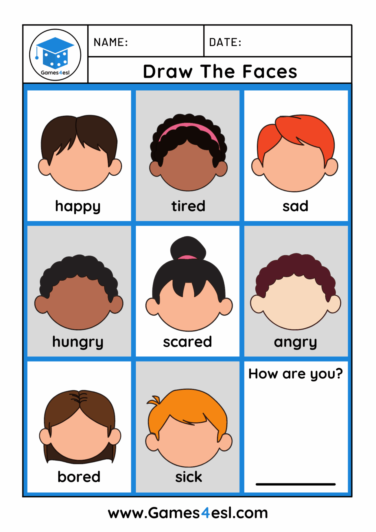 Free Feelings Worksheets Games4esl