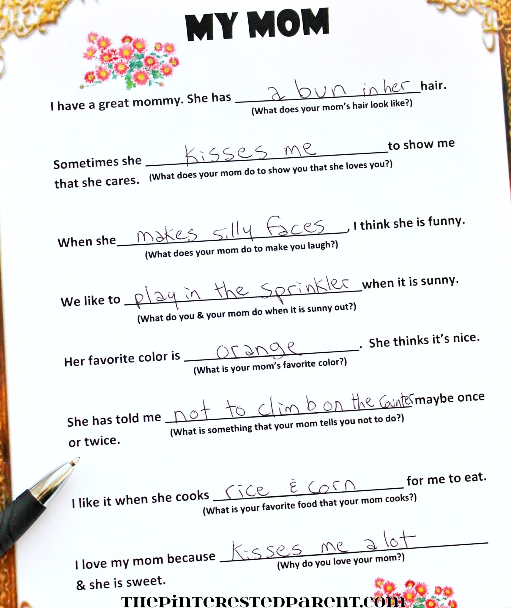 Mothers Day Poem Preschool Printable