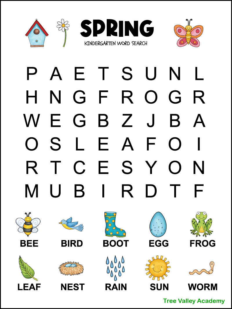 Free Free Printable Kindergarten Word Search Worksheets Download 