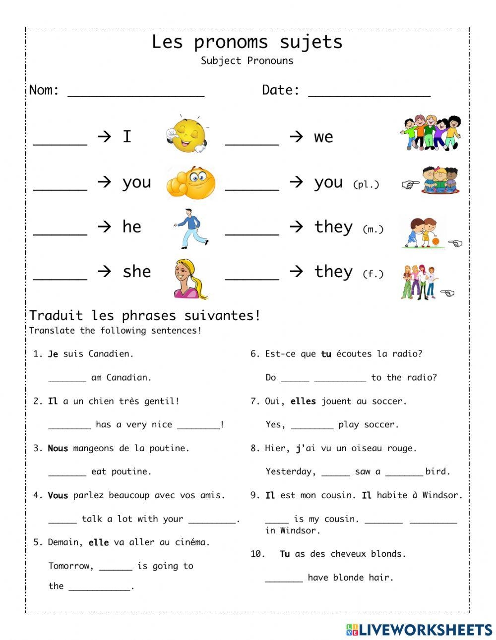 Free Printable French Reflexive Verbs Worksheet