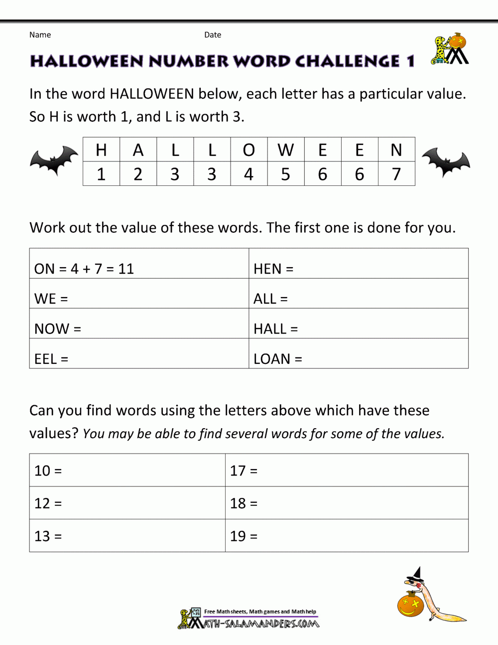 Free Halloween Math Worksheets Free Halloween Math Worksheets