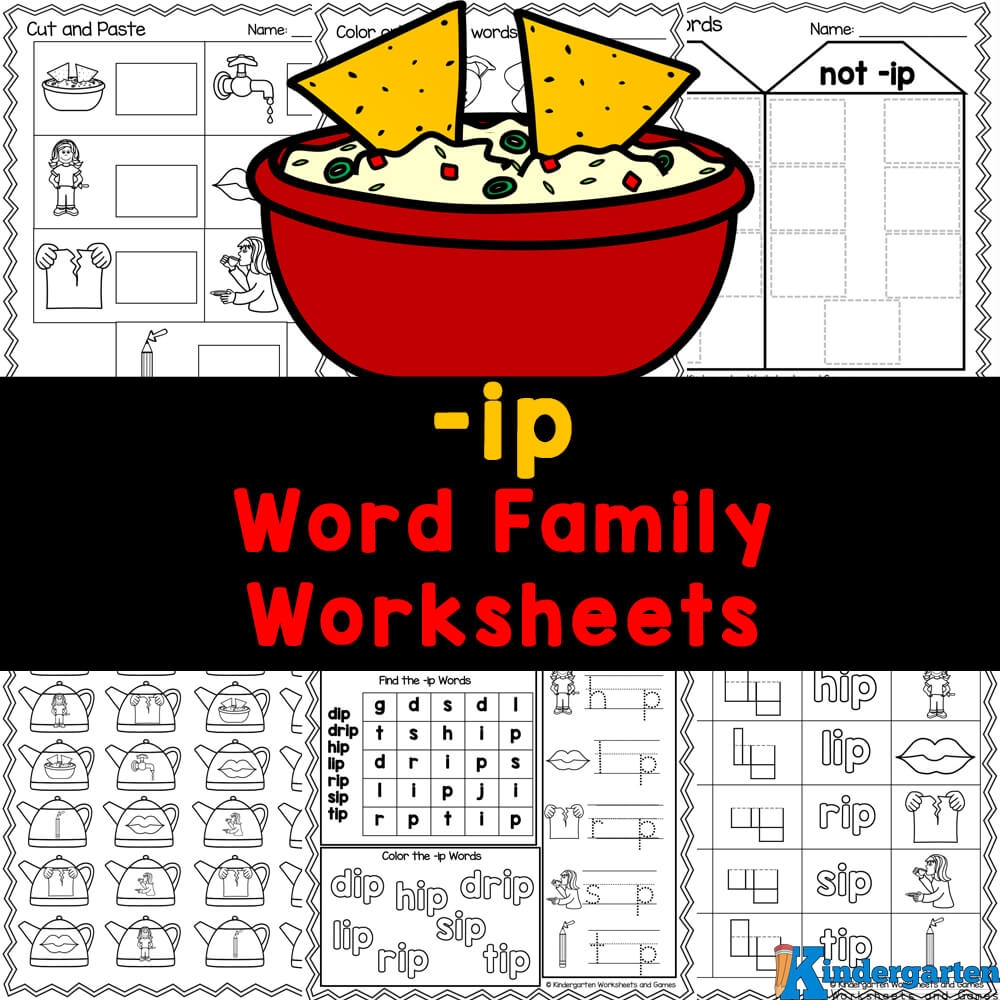 FREE ip Word Family Worksheets For Kindergarten