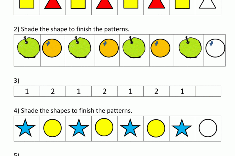 Math Worksheets Patterns Kindergarten