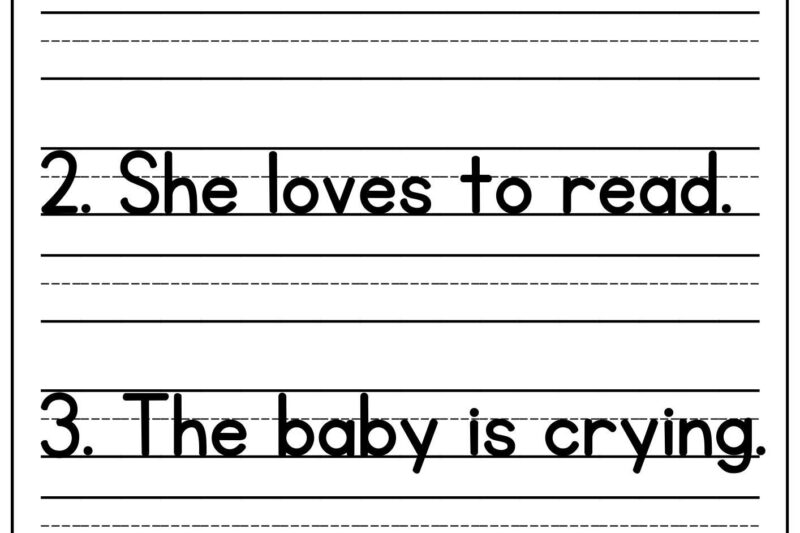 Free Kindergarten Writing Sentences Worksheets