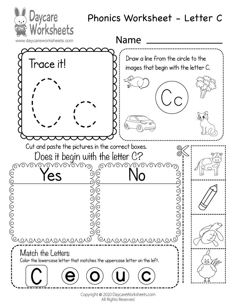 Free Letter C Phonics Worksheet For Preschool Beginning Sounds Free Letter C Phonics Worksheet For Preschool Beginning Sounds