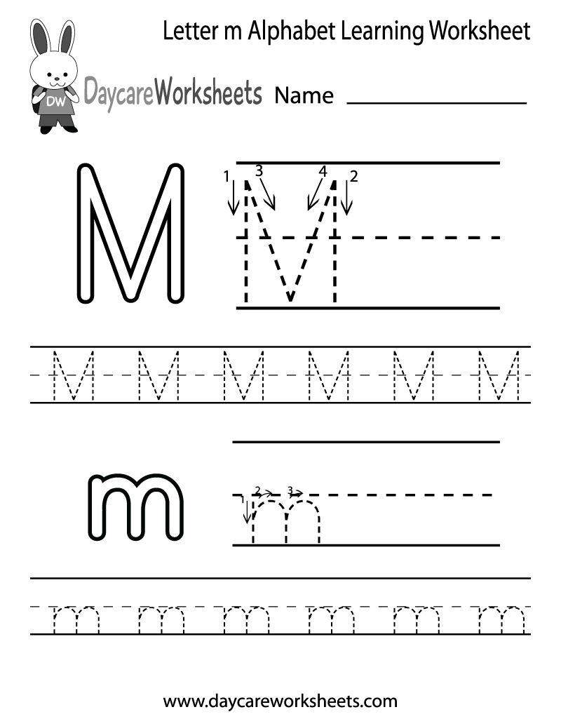 Free Letter M Alphabet Learning Worksheet For Preschool Worksheets Library