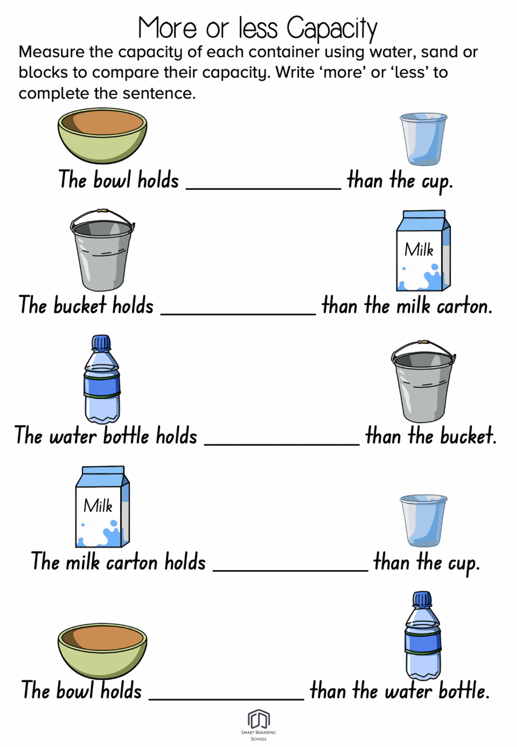 Free Printable Metric Capacity Worksheets