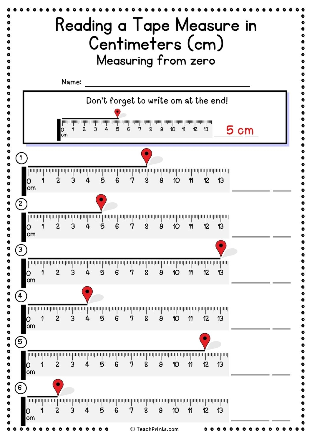 Free Measuring Tape Worksheets Teach Prints
