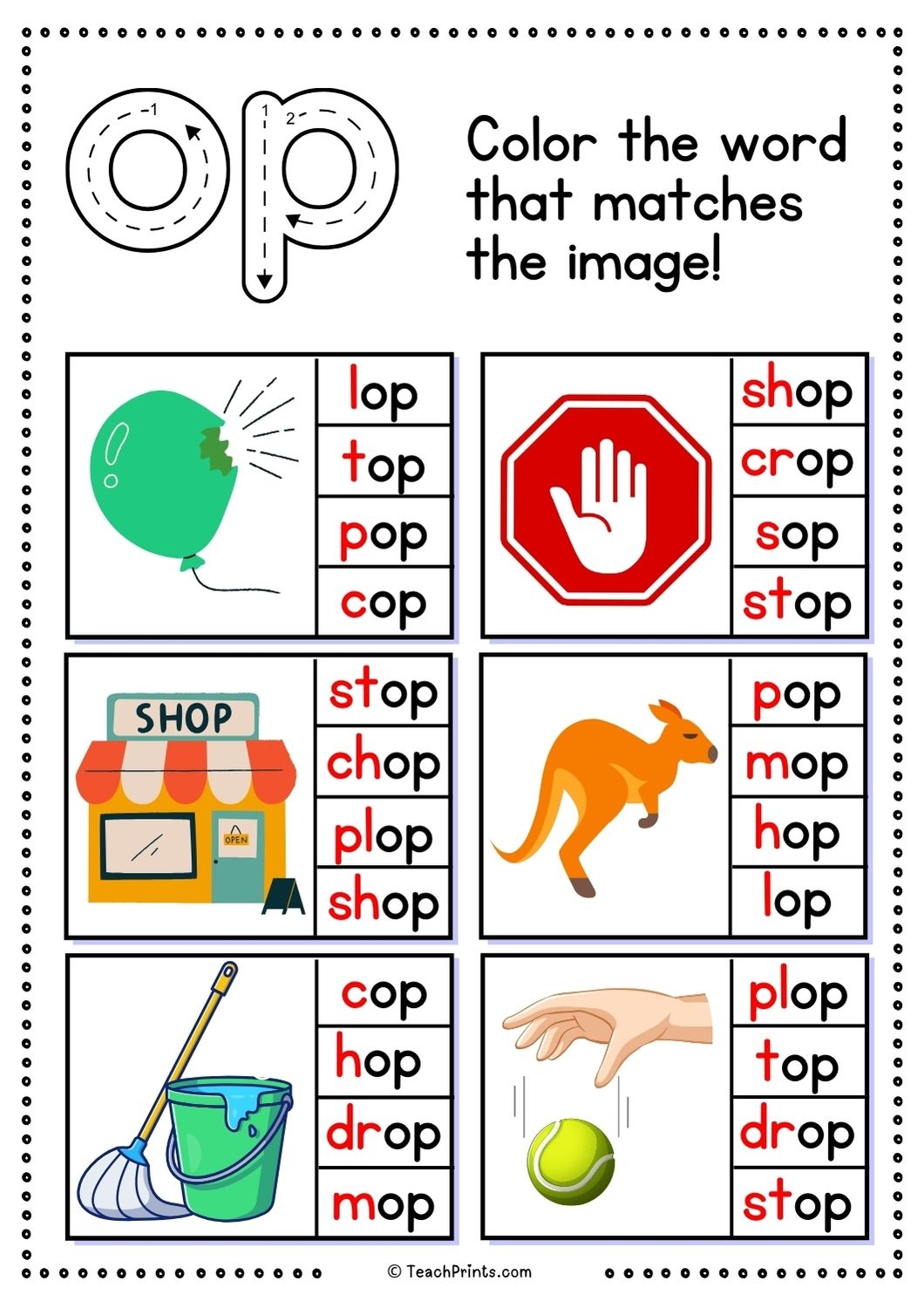 Free op Word Family Worksheets Teach Prints Free op Word Family Worksheets Teach Prints