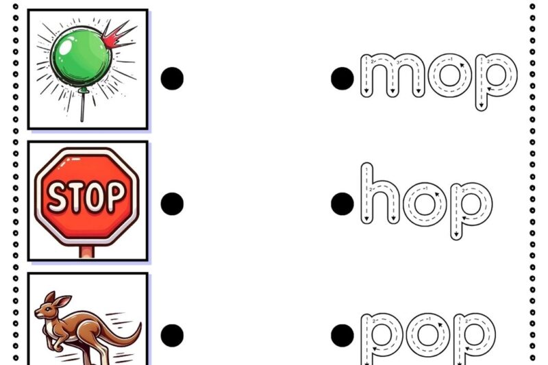 Op Word Family Worksheets Kindergarten