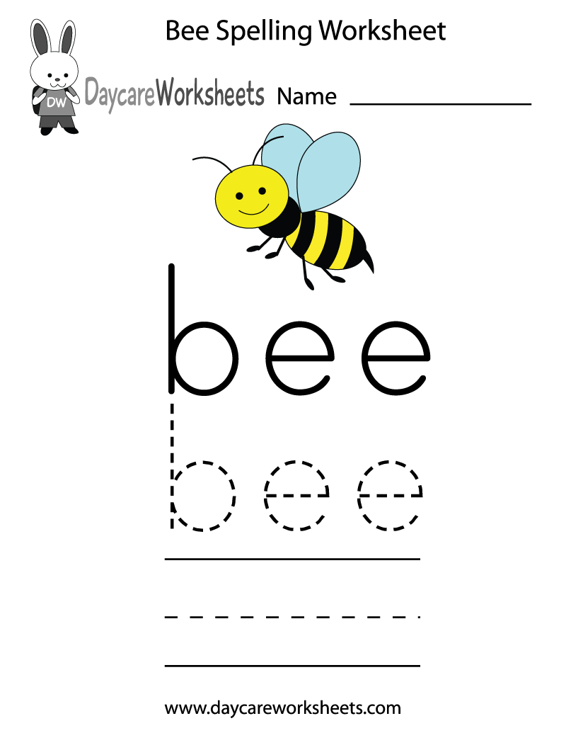 Free Preschool Bee Spelling Worksheet Free Preschool Bee Spelling Worksheet